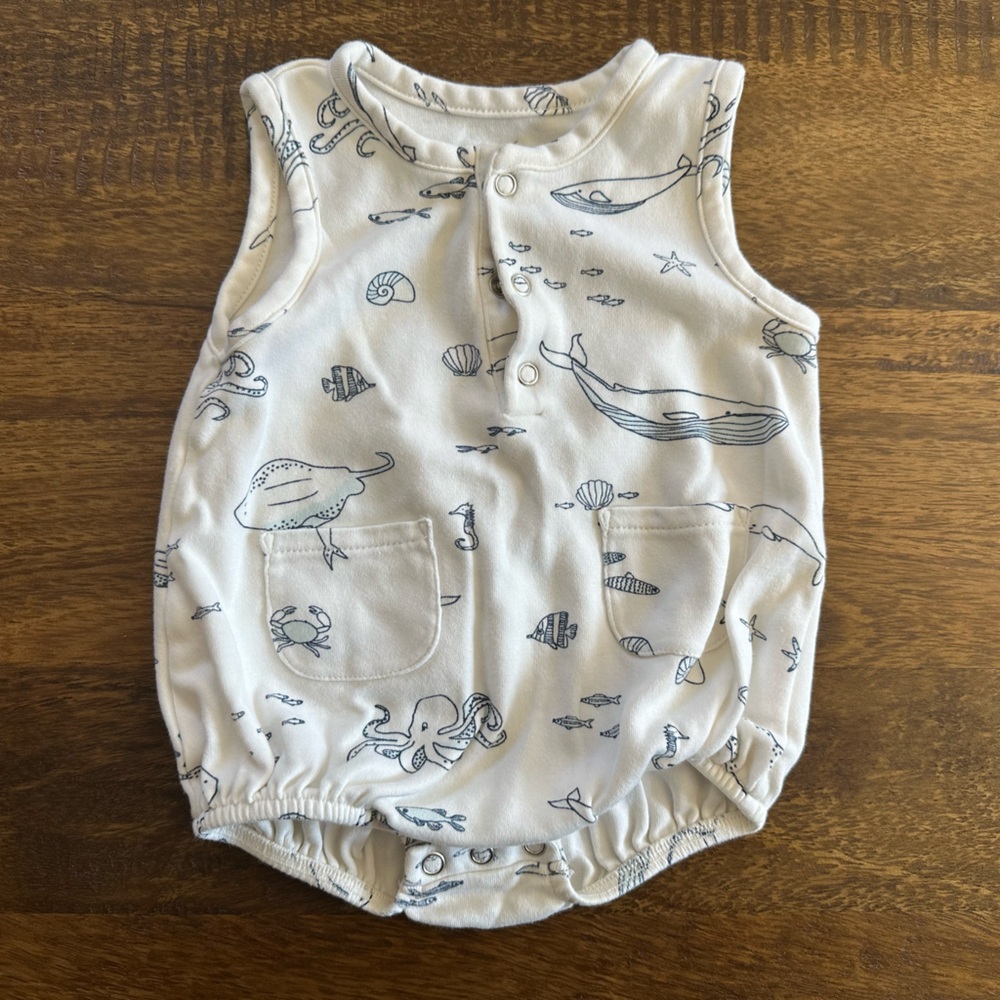 Pehr Sleeveless Baby Romper with Nautical Print